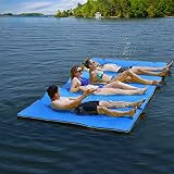 RELAX4LIFE 270 x 180 cm Wasserhängematte, Aufrollbare Schwimmmatte, Wasser Bett 300 kg belastbar (bis zu 5 Personen), Wasserliege aus 3-schichtigem XPE Schaum, Wassermatte für Erholung (Groß-Blau) - 2