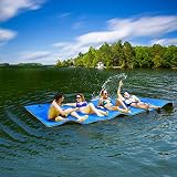 RELAX4LIFE 270 x 180 cm Wasserhängematte, Aufrollbare Schwimmmatte, Wasser Bett 300 kg belastbar (bis zu 5 Personen), Wasserliege aus 3-schichtigem XPE Schaum, Wassermatte für Erholung (Groß-Blau) - 8