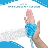 Aquapaw Hundewasch- und Duschaufsatz | Schnelles und einfaches Baden, Massieren und Pflegen von Haustieren im Innen- und Außenbereich | Inklusive 8-Fuß-Hundeduschschlauch Sprayer und Schrubber – Blau - 8