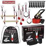 ALPIDEX Ninja Line Slackline Set 15 m für Jugendliche und Erwachsene mit Ringen Seilknoten 7 Jahre Garantie auf Material* - 2