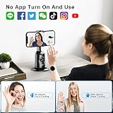 Auto Face Tracking Stativ, 360° Rotation Smart Telefonhalter, Keine App nötig, Gesicht Körper Selfie Stick Gimbal Stabilisator für Videoaufnahme, Live Streaming, Vlog (Schwarz) - 5