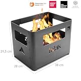 höfats – Beer Box Feuerschale – Getränkekiste, Feuerkorb, Grill, Flaschenöffner und Hocker in einem – für Garten und Terrasse – Corten-Stahl – schwarz, entwickelt eine langlebige Rost-Patina - 2