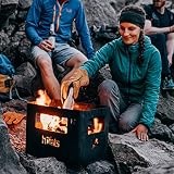 höfats – Beer Box Feuerschale – Getränkekiste, Feuerkorb, Grill, Flaschenöffner und Hocker in einem – für Garten und Terrasse – Corten-Stahl – schwarz, entwickelt eine langlebige Rost-Patina - 8