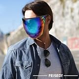 FEISEDY Vollgesichtsschutz Sonnenbrille Futuristisch Visier Verspiegelt Schnelle Brille Ganzes Gesicht Schild mit UV400 Schutz für Damen Herren Cyber Alien Space Kostüm B2781 - 4