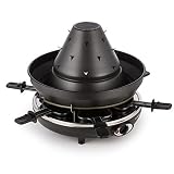 Klarstein Taste Volcano – Raclette, Tischgrill, Elektrogrill, Tartarenhut, 1500 Watt, stufenlos regelbar, Grillen, Überbacken, Grillpfännchen, für 6 Personen, Antihaftbeschichtung, schwarz - 3