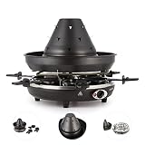Klarstein Taste Volcano – Raclette, Tischgrill, Elektrogrill, Tartarenhut, 1500 Watt, stufenlos regelbar, Grillen, Überbacken, Grillpfännchen, für 6 Personen, Antihaftbeschichtung, schwarz - 5