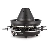 Klarstein Taste Volcano – Raclette, Tischgrill, Elektrogrill, Tartarenhut, 1500 Watt, stufenlos regelbar, Grillen, Überbacken, Grillpfännchen, für 6 Personen, Antihaftbeschichtung, schwarz - 6