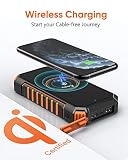Hiluckey Wireless Solar Powerbank 26800mAh Wasserdichtes Solar Ladegerät USB C Externer Akku mit 4 Outputs, Power Bank für Smartphones, Tablets und mehr - 2