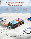 Hiluckey Wireless Solar Powerbank 26800mAh Wasserdichtes Solar Ladegerät USB C Externer Akku mit 4 Outputs, Power Bank für Smartphones, Tablets und mehr - 5