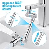 Flintronic Drehbarer Wasserhahn Aufsatz, 1440 Grad Multifunktionaler Verlängerungshahn Mit 2 Einstellbarer Perlator, Faucet Extender für Küche und Bad - 2