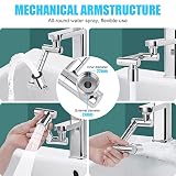 Flintronic Drehbarer Wasserhahn Aufsatz, 1440 Grad Multifunktionaler Verlängerungshahn Mit 2 Einstellbarer Perlator, Faucet Extender für Küche und Bad - 5