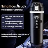 DC 12V/24V Auto Reise Elektrischer Wasserkocher, 400ml Auto Heizbecher mit Anti-Spill Deckel, Auslaufsicher, 304 Edelstahl Liner Tragbare Kaffee Tee Tasse Bis zu 100℃ Variable Temperaturregelung - 2
