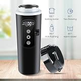 DC 12V/24V Auto Reise Elektrischer Wasserkocher, 400ml Auto Heizbecher mit Anti-Spill Deckel, Auslaufsicher, 304 Edelstahl Liner Tragbare Kaffee Tee Tasse Bis zu 100℃ Variable Temperaturregelung - 3