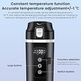 DC 12V/24V Auto Reise Elektrischer Wasserkocher, 400ml Auto Heizbecher mit Anti-Spill Deckel, Auslaufsicher, 304 Edelstahl Liner Tragbare Kaffee Tee Tasse Bis zu 100℃ Variable Temperaturregelung - 5