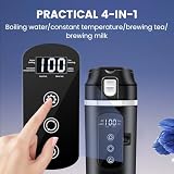 DC 12V/24V Auto Reise Elektrischer Wasserkocher, 400ml Auto Heizbecher mit Anti-Spill Deckel, Auslaufsicher, 304 Edelstahl Liner Tragbare Kaffee Tee Tasse Bis zu 100℃ Variable Temperaturregelung - 6