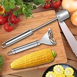 Mais Entkerner Tool - Maiskern Entferner Tool | 2-teilig Edelstahl Entkerner Schäler Für Küche Haushalt | Corns Cob Peeler| Stainless Steel Peelers, Corn Stripper, Corn Peeler, Kitchen Tools - 7