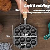 Topyond Takoyaki Pfanne,14 Löcher 3.8cm Loch Antihaft Pan Gusseisen mit Abnehmbarem Griff,Takoyaki Maker,Taiyaki Pfanne,Poffertjes Maker - 6