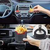 Fowecelt 3 Stück Pommes-Frites-Becherhalter Auto Saucenhalter Auto Pommes Halter Dip- und Saucenhalter-Clip-Set Schwarz - 5