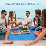 Kbsmx Großes Strandtuch, Anti-Sand-freie Strandmatte, Anti-Sand- Stranddecke, Picknickmatte mit 4 Ankern, 200 x 210 cm - 2