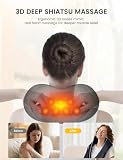 RIKE Shiatsu Nackenmassagegerät mit Wärme – 3D Massagegerät für Nacken, Schultern & Rücken, mit Netz- & Auto-Adapter, tiefenwirksame Knetmassage, Geschenkidee für Männer & Frauen - 2