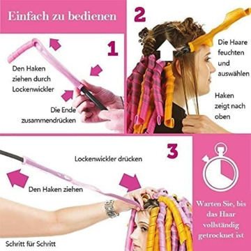 40 Stück - Lockenwickler Curler über Nacht für Damen und Frauen von Zuhause ohne Hitze (Lila/Pink) inkl. Reisetasche! - 6