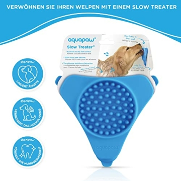 Aquapaw Premium Leckmatte für Hunde und Katzen | Rutschfeste Matte zum langsamen Fressen für Futter, Erdnussbutter | Lindert Ängste und Langeweile mit Saugnäpfen | Baden und Pflegen – Blau - 5