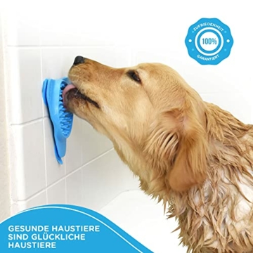 Aquapaw Premium Leckmatte für Hunde und Katzen | Rutschfeste Matte zum langsamen Fressen für Futter, Erdnussbutter | Lindert Ängste und Langeweile mit Saugnäpfen | Baden und Pflegen – Blau - 8