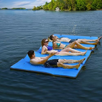 RELAX4LIFE 270 x 180 cm Wasserhängematte, Aufrollbare Schwimmmatte, Wasser Bett 300 kg belastbar (bis zu 5 Personen), Wasserliege aus 3-schichtigem XPE Schaum, Wassermatte für Erholung (Groß-Blau) - 2