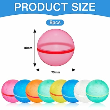 8 Stück Wiederverwendbare Magnetische Wasserballons,Magic Splashy Balls,Wasserbomben,Silikon Wasserballons Wasserspielzeug,Eine Sekunde Schnellfüller Wasserbomben, für Sommer Draussen,Pool - 2