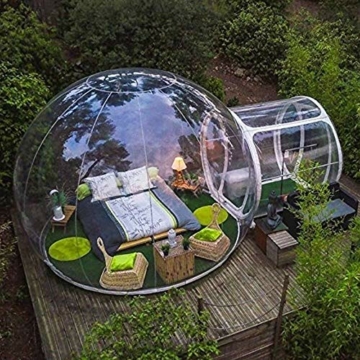 Aufblasbares Blasenzelt Im Freien Einzeltunnel Familie Transparent House Dome Camping Zelt Hinterhof Transparent Stargazing Mit Gebläse Und Luftpumpe - 2