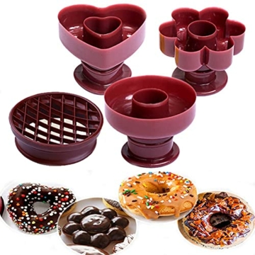 Donutform,4 Pack DIY Backen Donut Form Kunststoff Kuchen Fondantform Kuchenform dekorieren Tools Desserts Brot Cutter Maker Backform Küche Werkzeug - 1