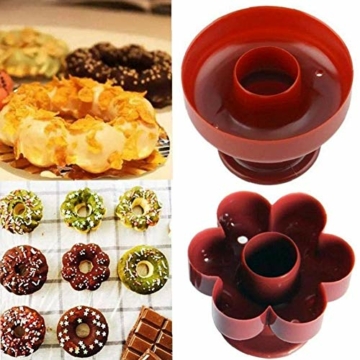 Donutform,4 Pack DIY Backen Donut Form Kunststoff Kuchen Fondantform Kuchenform dekorieren Tools Desserts Brot Cutter Maker Backform Küche Werkzeug - 6