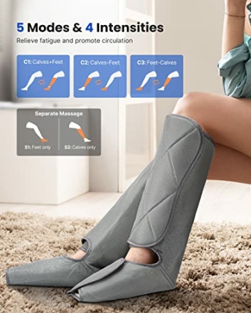 RENPHO Beine Massagegerät, elektrisches Fußmassagegerät für Beine, Waden und Füße, Kompressionsmassage mit 5 Modi und 4 Intensitäten, für Hause, Büro und Reise geeignet - 4