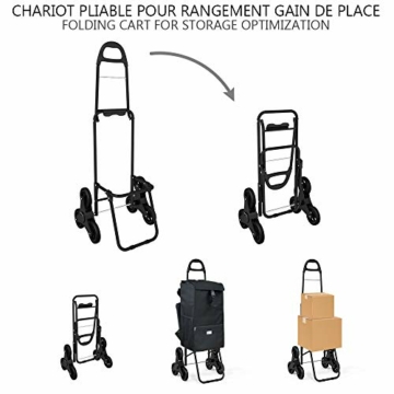 VOUNOT Einkaufstrolley Treppensteiger mit Kühlfach, Einkaufswagen Klappbar mit 3 Räder, 40 L, Schwarz - 6