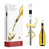 Weinkühlstab aus Edelstahl, Weinkühler Set Weinkühlstab mit Belüfter aus Edelstahl, Ideales Weinzubehör Geschenk für Weinliebhaber Bar Geschenk Frauen Männer, Rot- Weißwein Geschenkset - 1